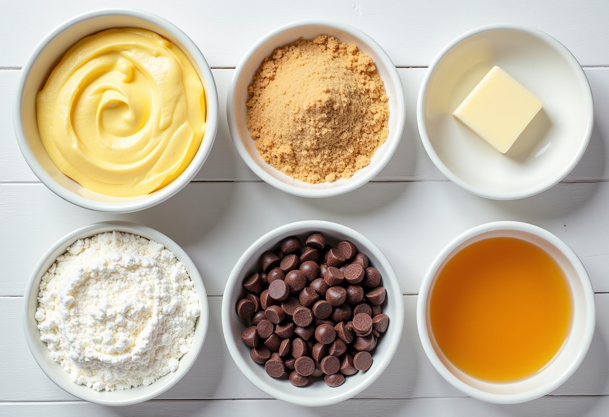 Delicious cake batter chocolate chip cookies, close-up texture & gooey chocolate chips. Easy recipe from Mr. Recipes.