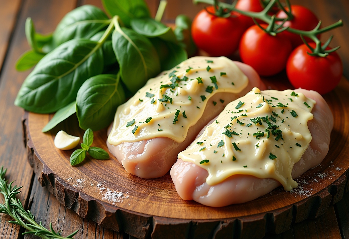 Creamy Tuscan chicken skillet with sundried tomatoes & spinach. Easy dinner recipe.
