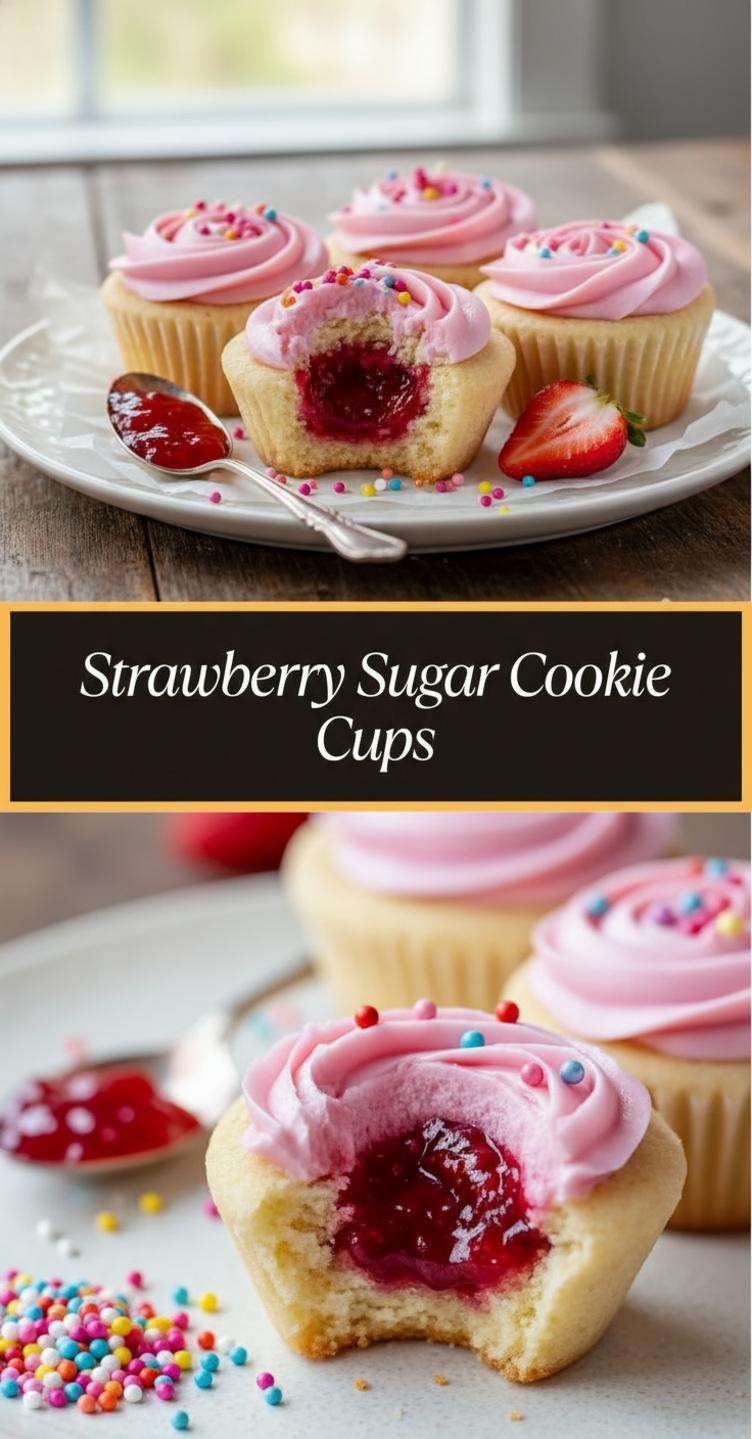 Strawberry Sugar Cookie Cups