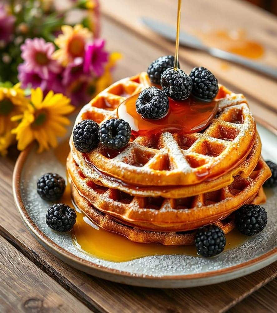 Fluffy Sourdough Discard Waffles