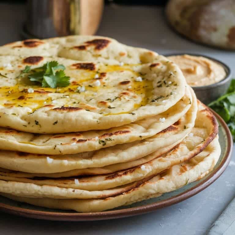 Delicious Cottage Cheese Garlic Naan Flatbread: