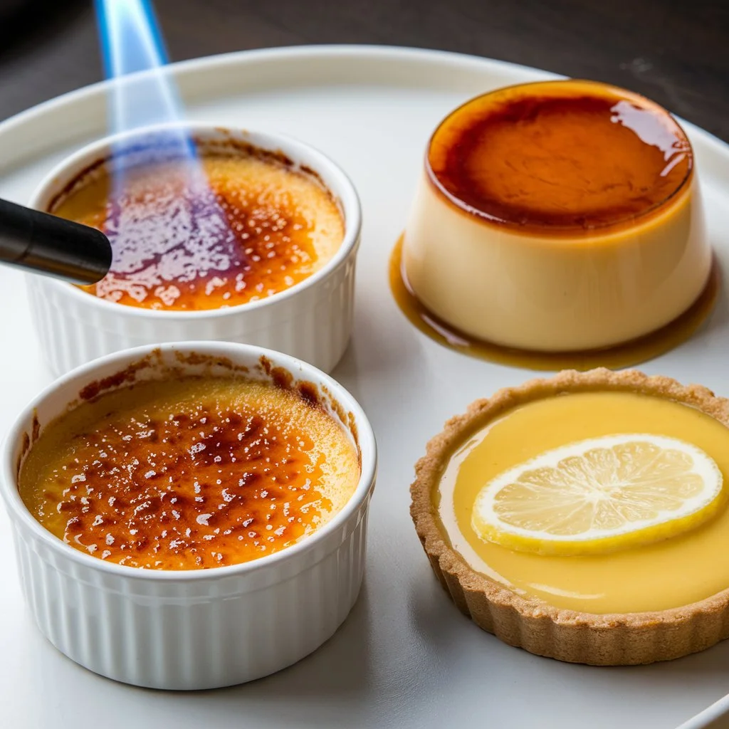 the cooking method for crème brûlée and Difference Between Crème Brûlée and Custard?