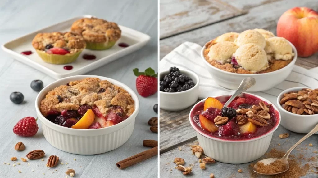 different cobbler variations with different fruits.