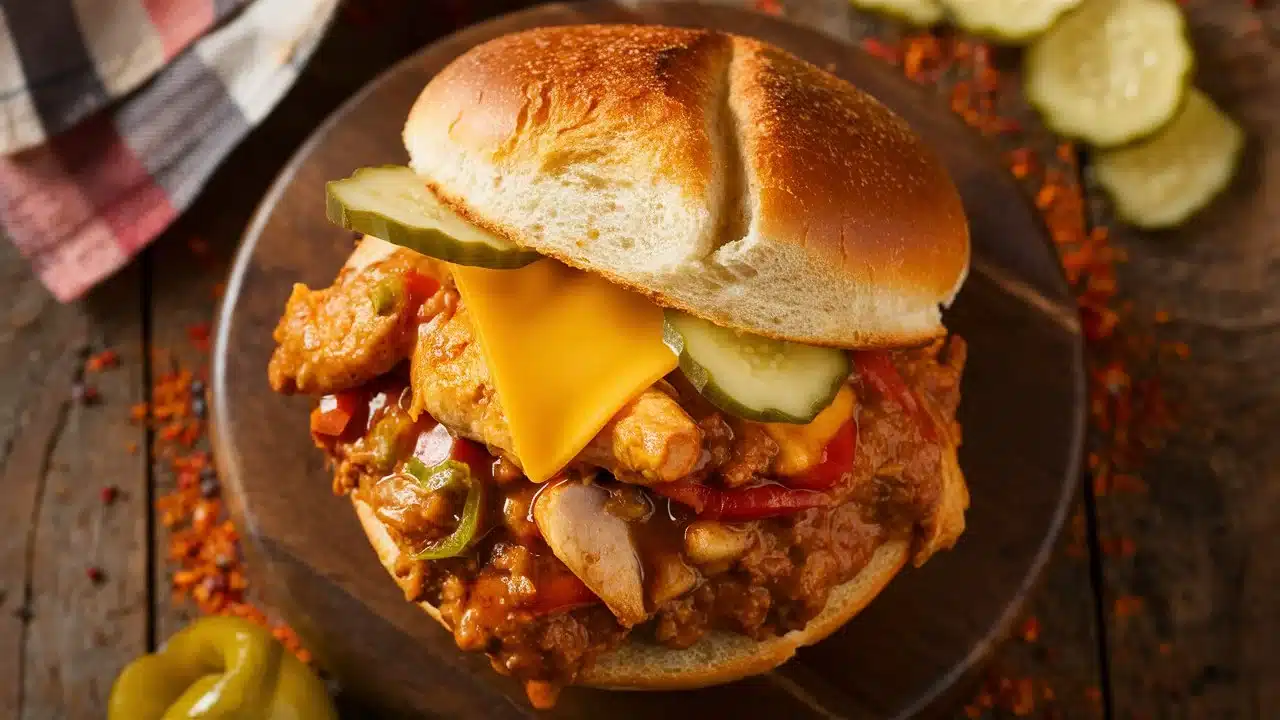 Featured Image: Cajun Chicken Sloppy Joes - The Hero Shot