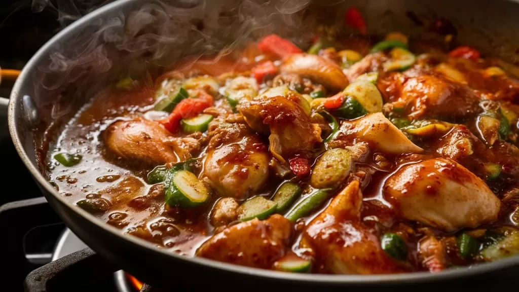 Cajun Chicken Sloppy Joes - Simmering Stage