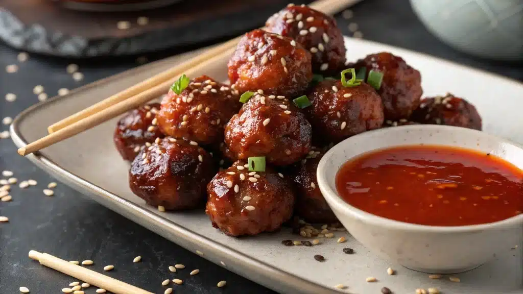 Korean BBQ Meatballs with Spicy Mayo Dip - Irresistible Platter
