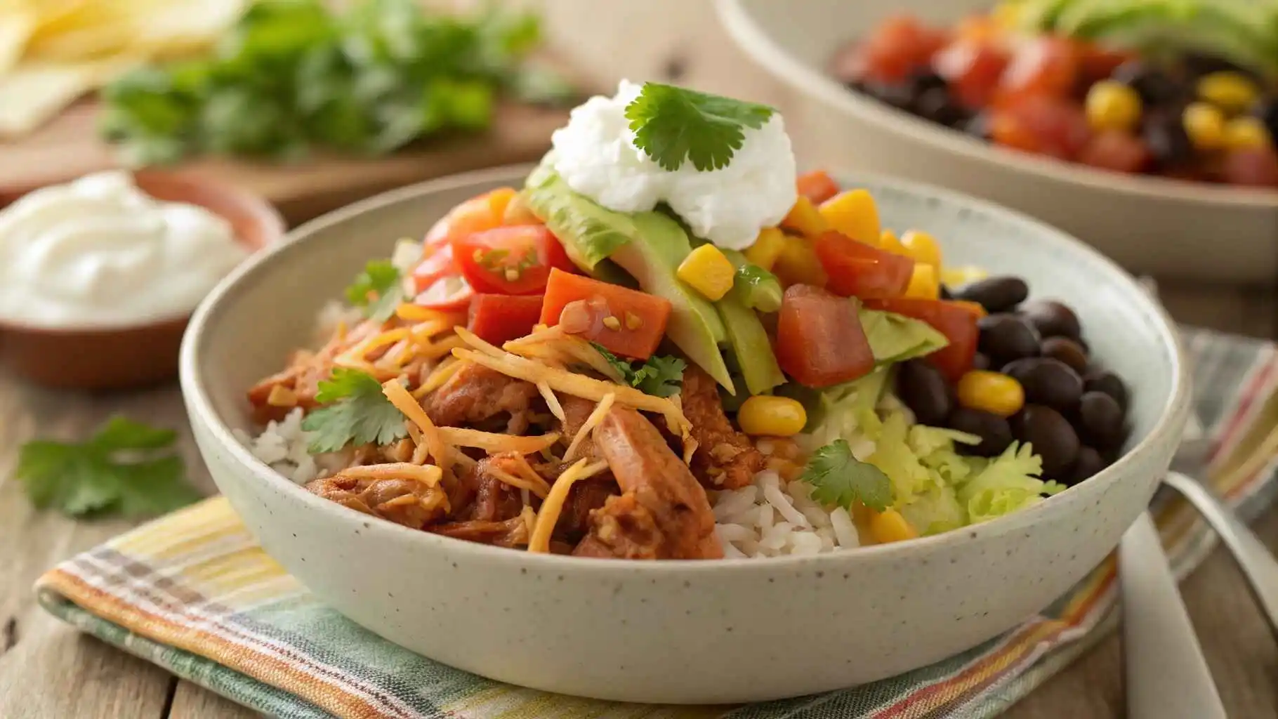 Delicious Crockpot Taco Chicken Bowls