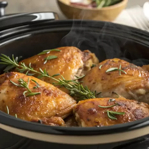 Slow Cooker Chicken Thighs: Featured Image