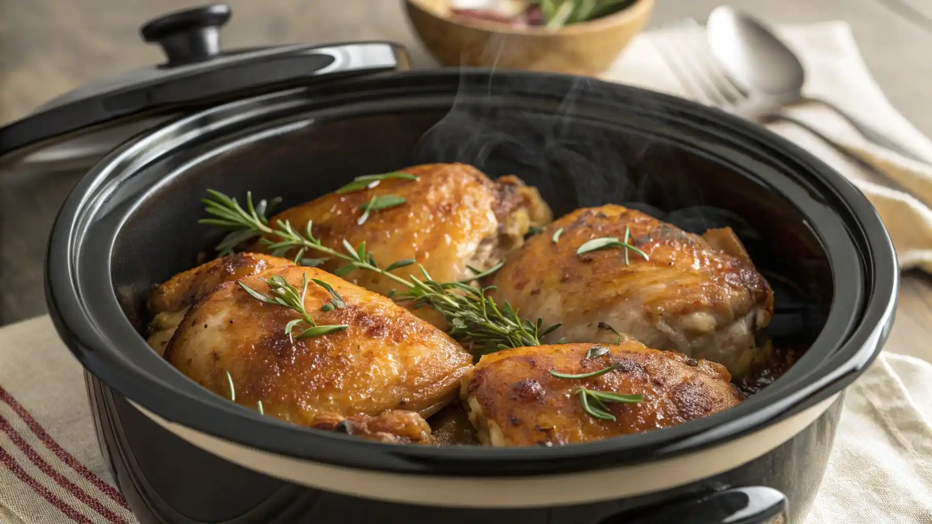 Slow Cooker Chicken Thighs: Featured Image