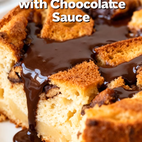 Easy Creamy Bread Pudding with Decadent Chocolate Sauce
