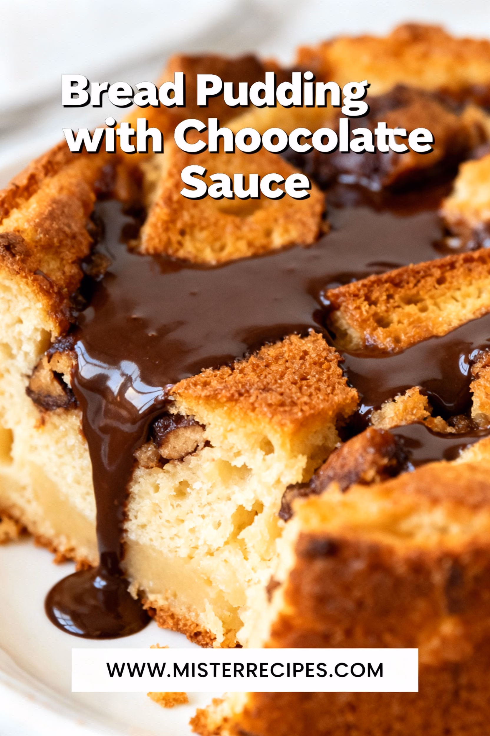 Easy Creamy Bread Pudding with Decadent Chocolate Sauce
