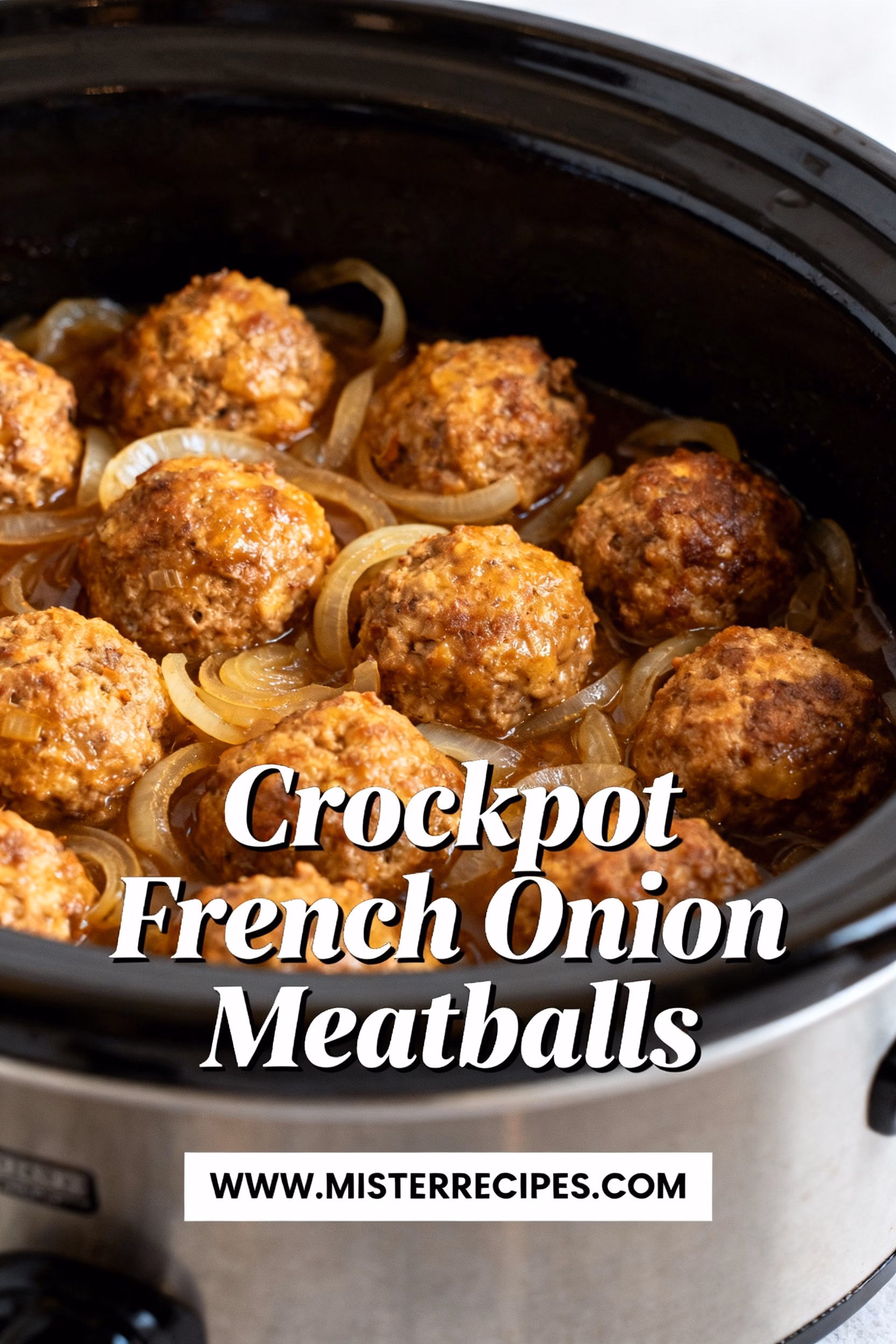 Easy Creamy Crockpot French Onion Meatballs Recipe