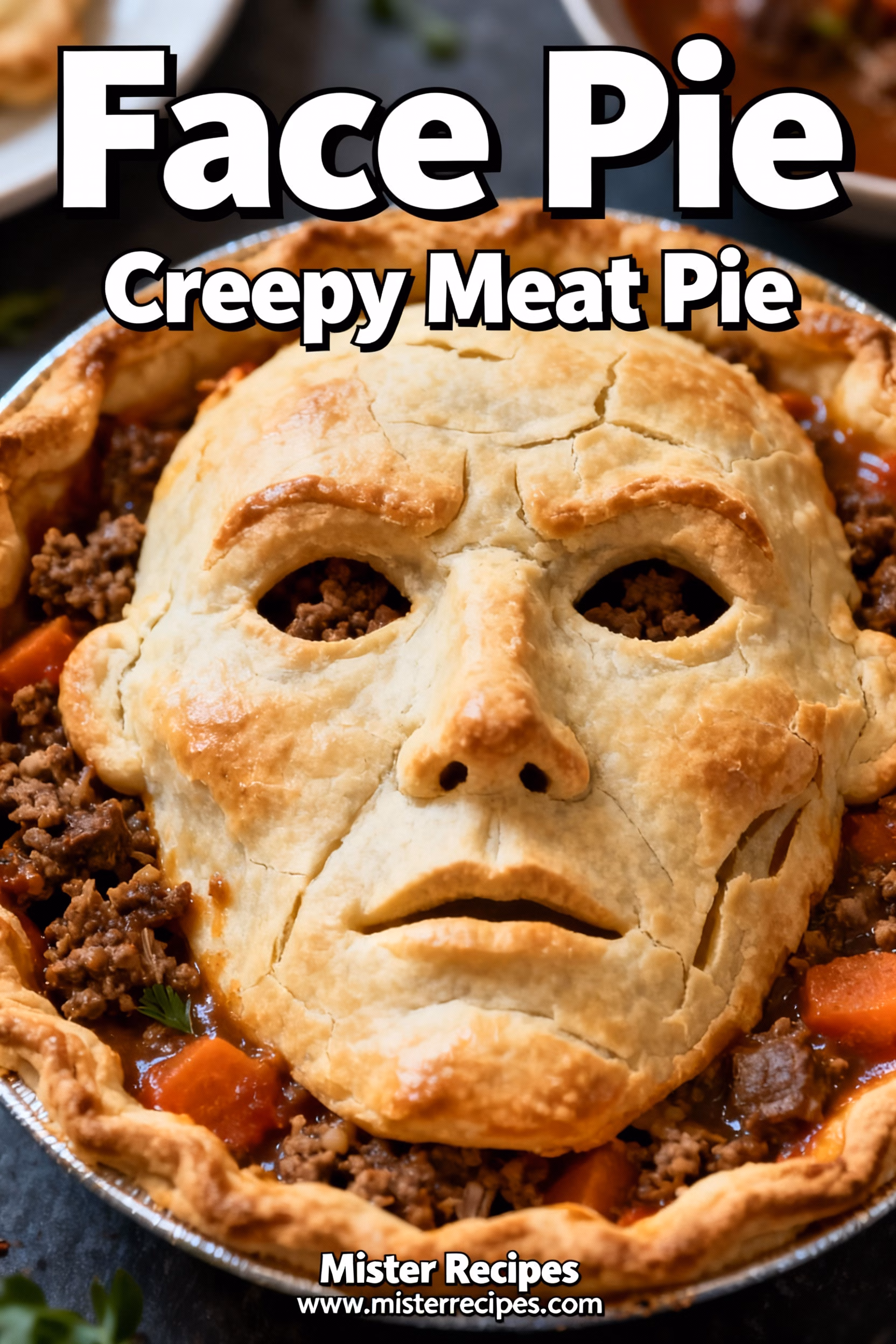 Face Pie Creepy Meat Pie Easy Halloween Dinner Recipe