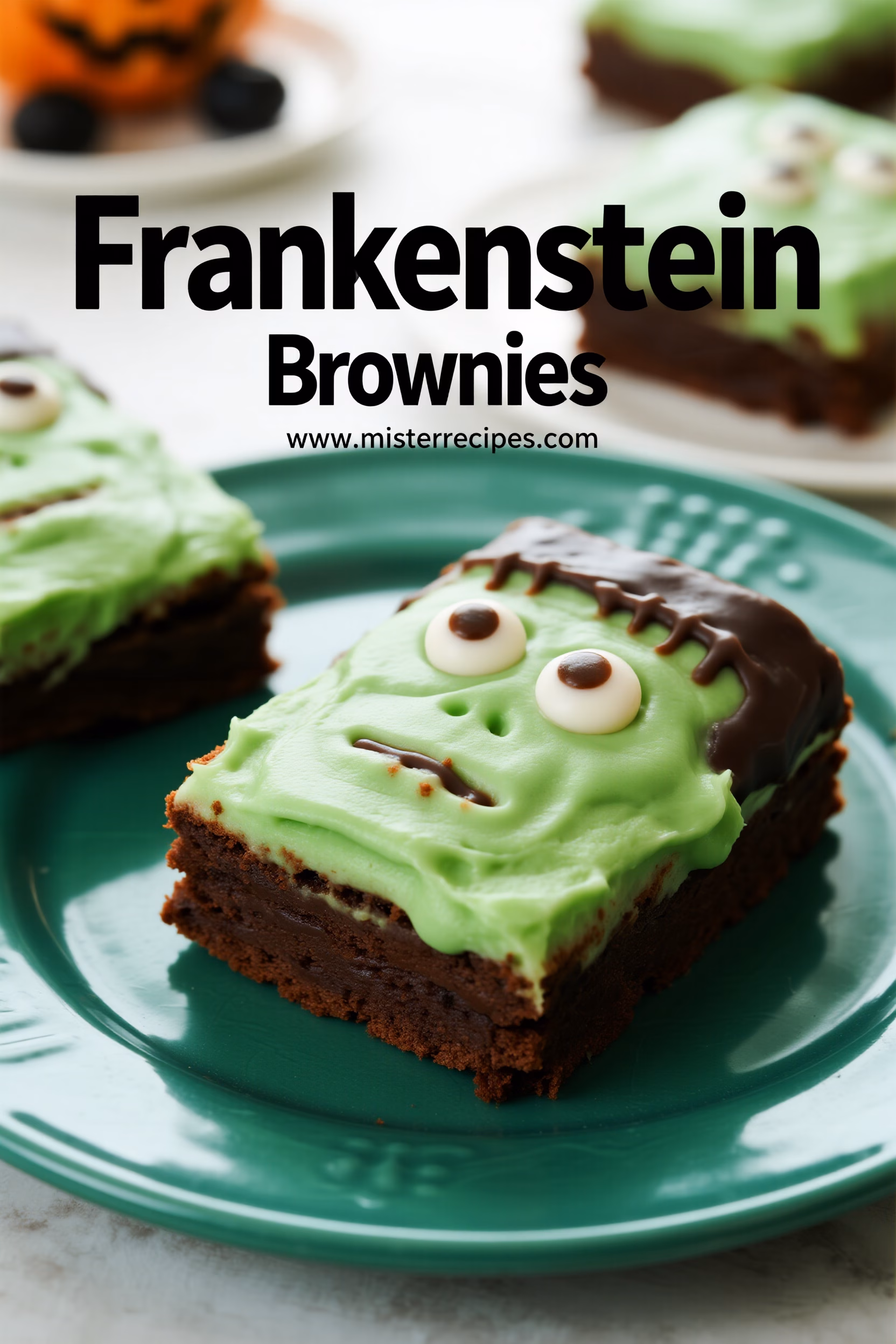 Easy Frankenstein Brownies with Creamy Green Frosting
