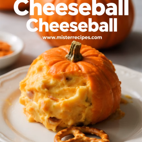 Easy Creamy Pumpkin Cheeseball with Pretzel Stem