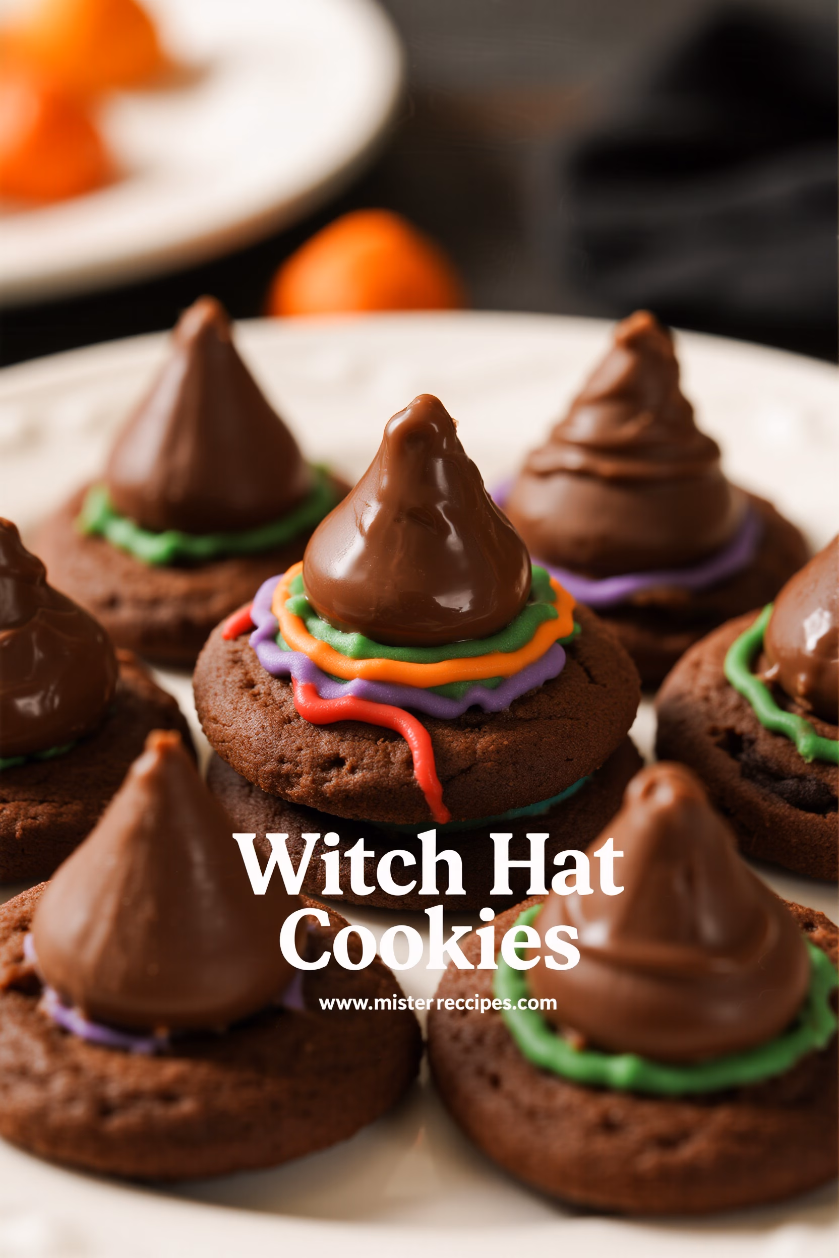 Easy Witch Hat Cookies Chocolate Hershey Kiss Treat