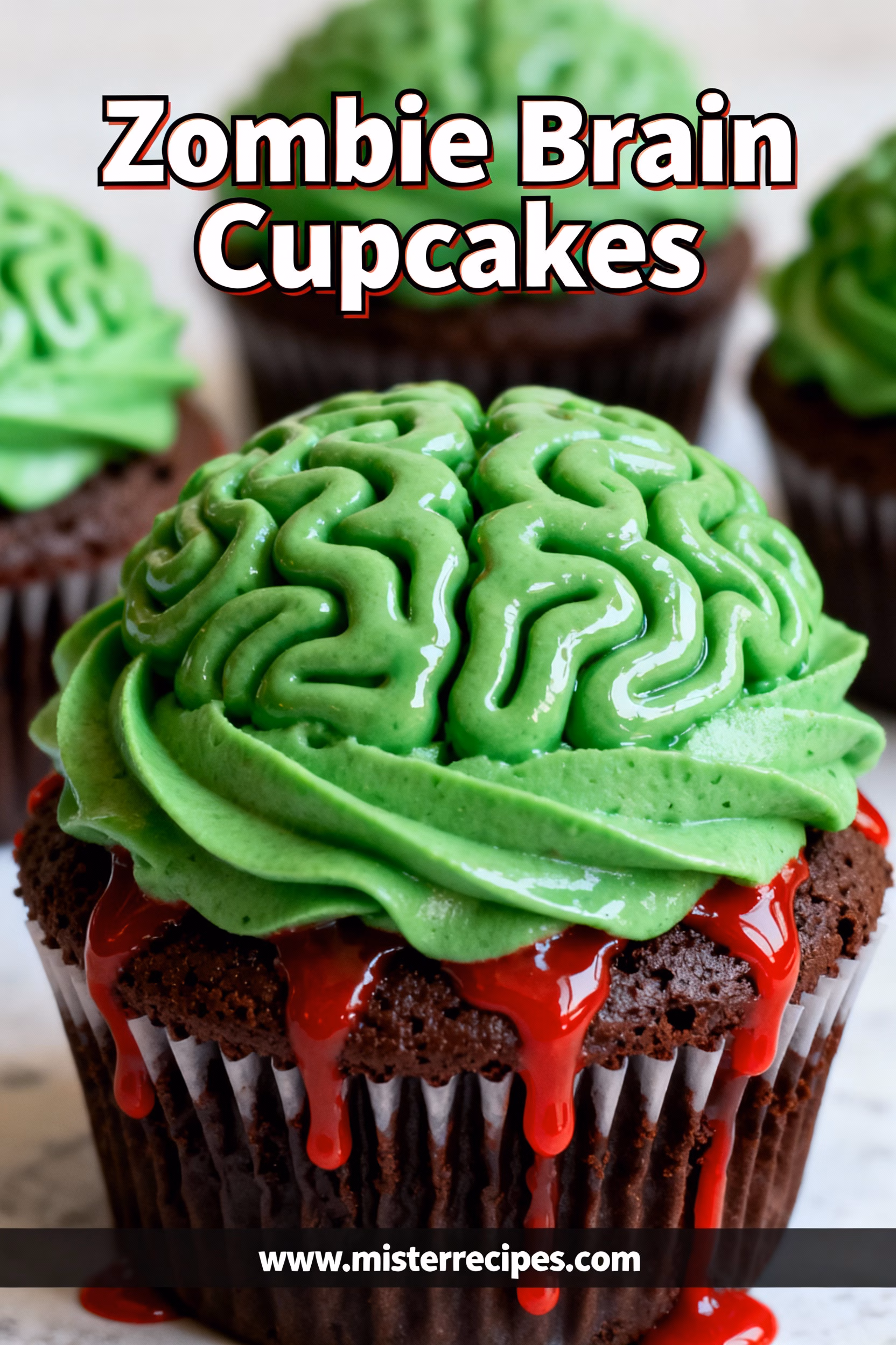 Easy Spooky Zombie Brain Cupcakes Recipe for Halloween