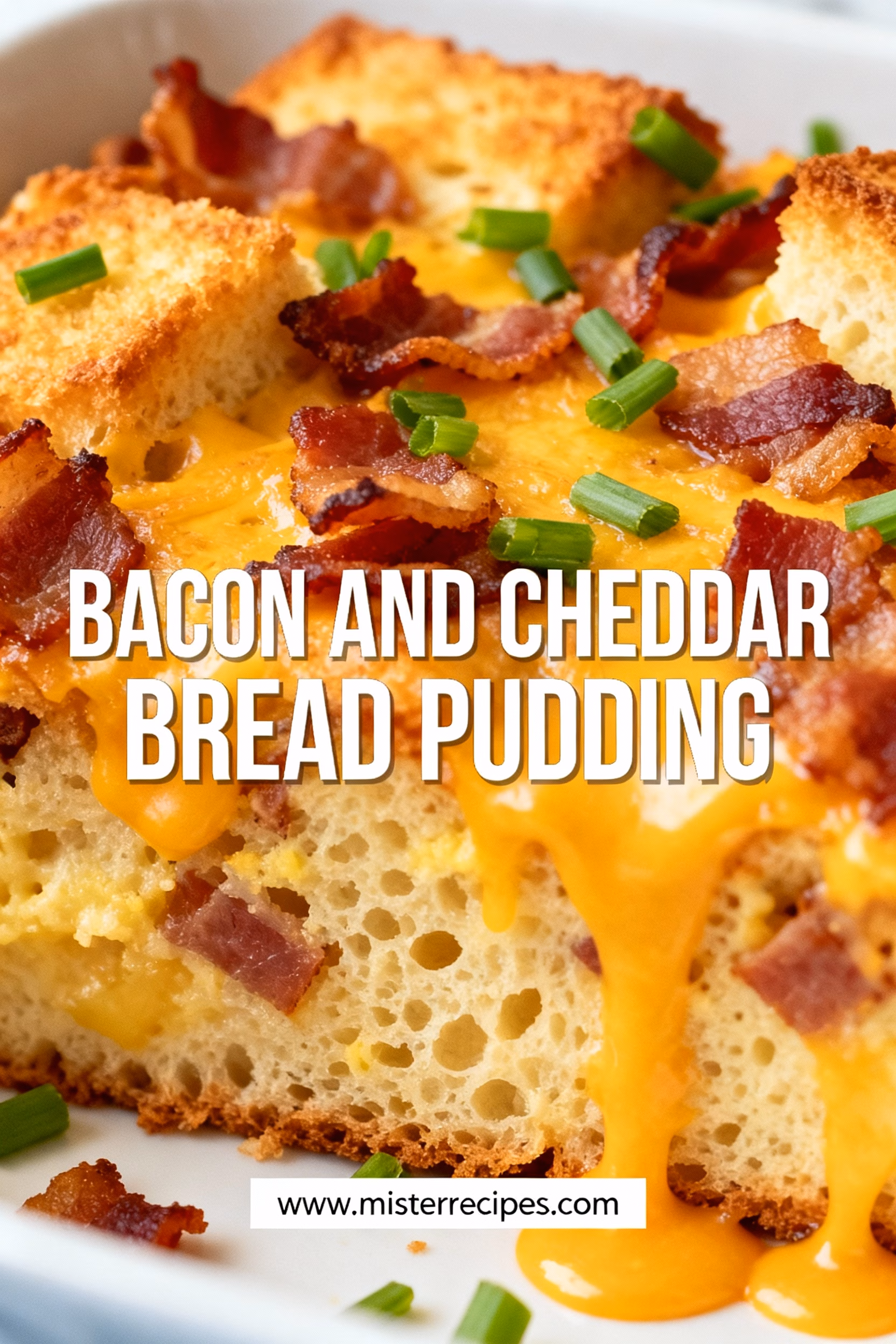 Easy Creamy Bacon and Cheddar Bread Pudding Recipe