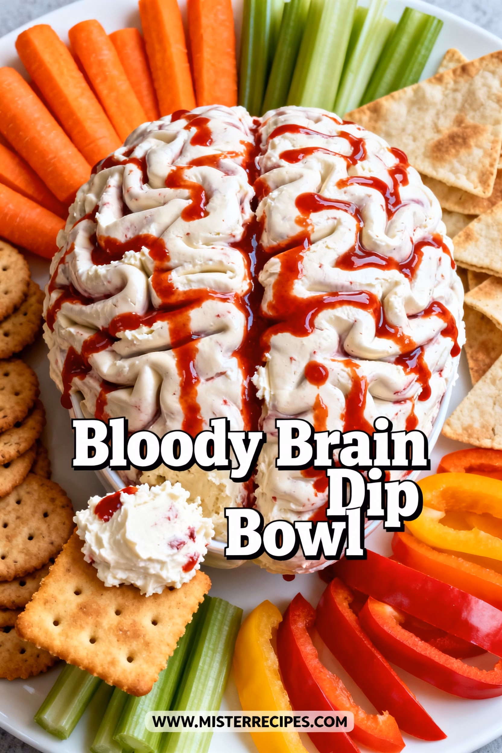 Bloody Brain Dip Bowl Easy Creamy Halloween Appetizer