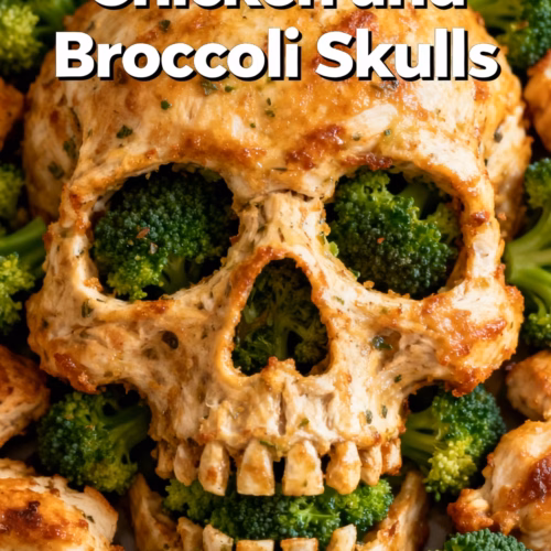 Chicken and Broccoli Skulls : Easy Creamy Chicken and Broccoli Skulls Spooky Halloween Dinner