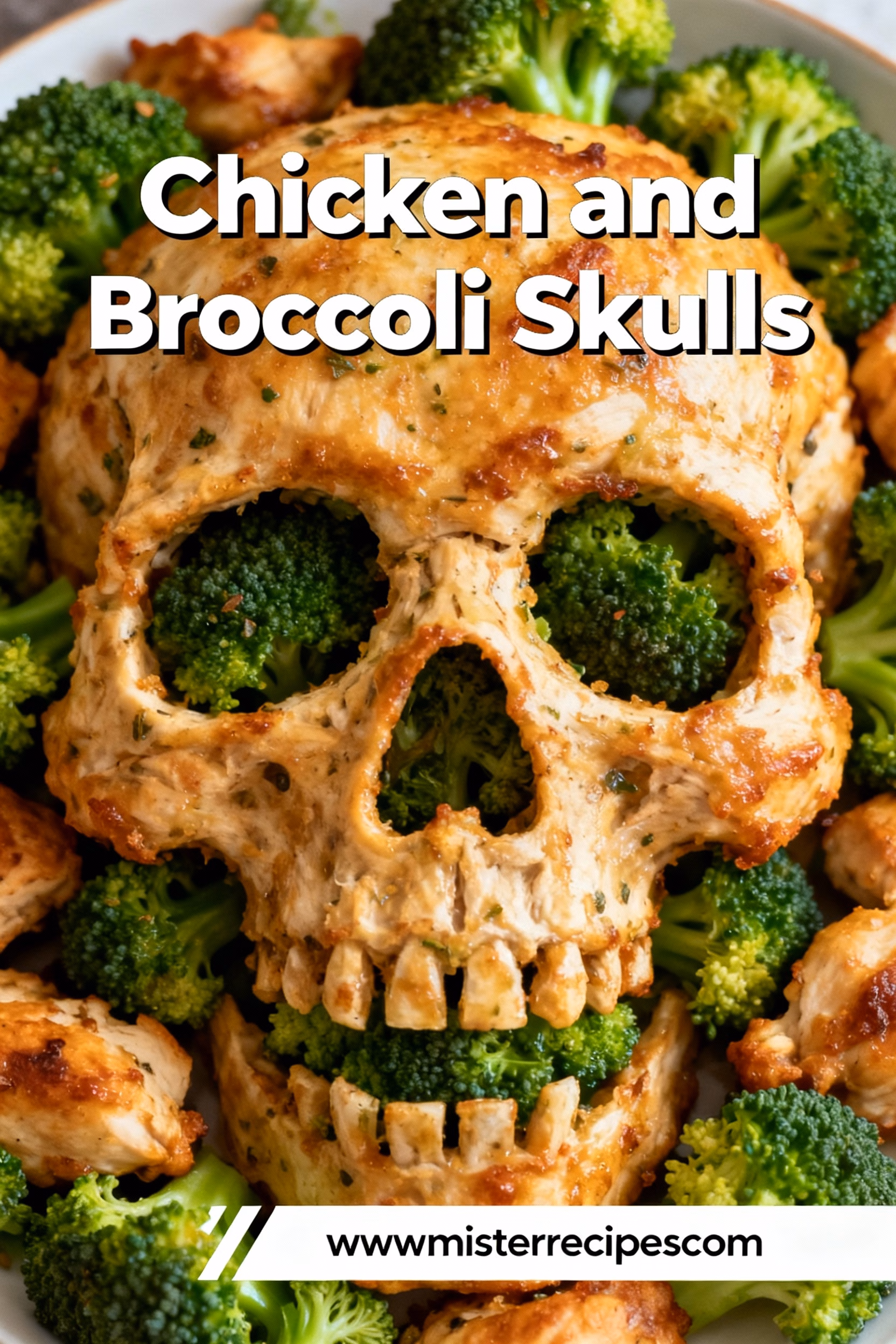 Chicken and Broccoli Skulls : Easy Creamy Chicken and Broccoli Skulls Spooky Halloween Dinner