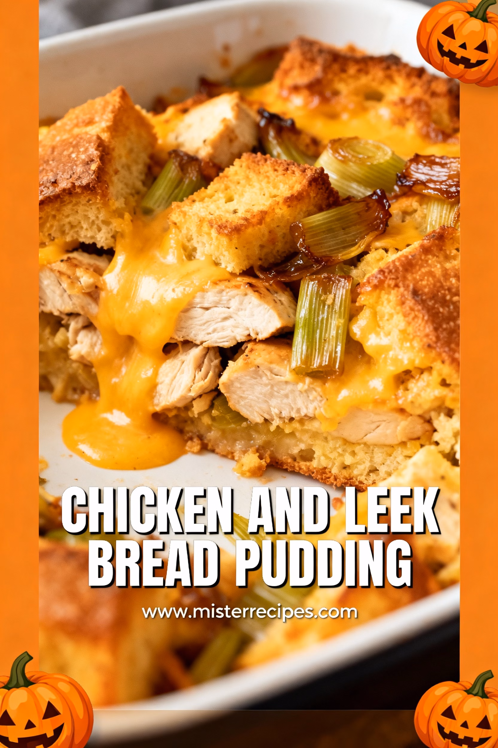 Chicken and Leek Bread Pudding : Easy Creamy Chicken and Leek Bread Pudding Recipe