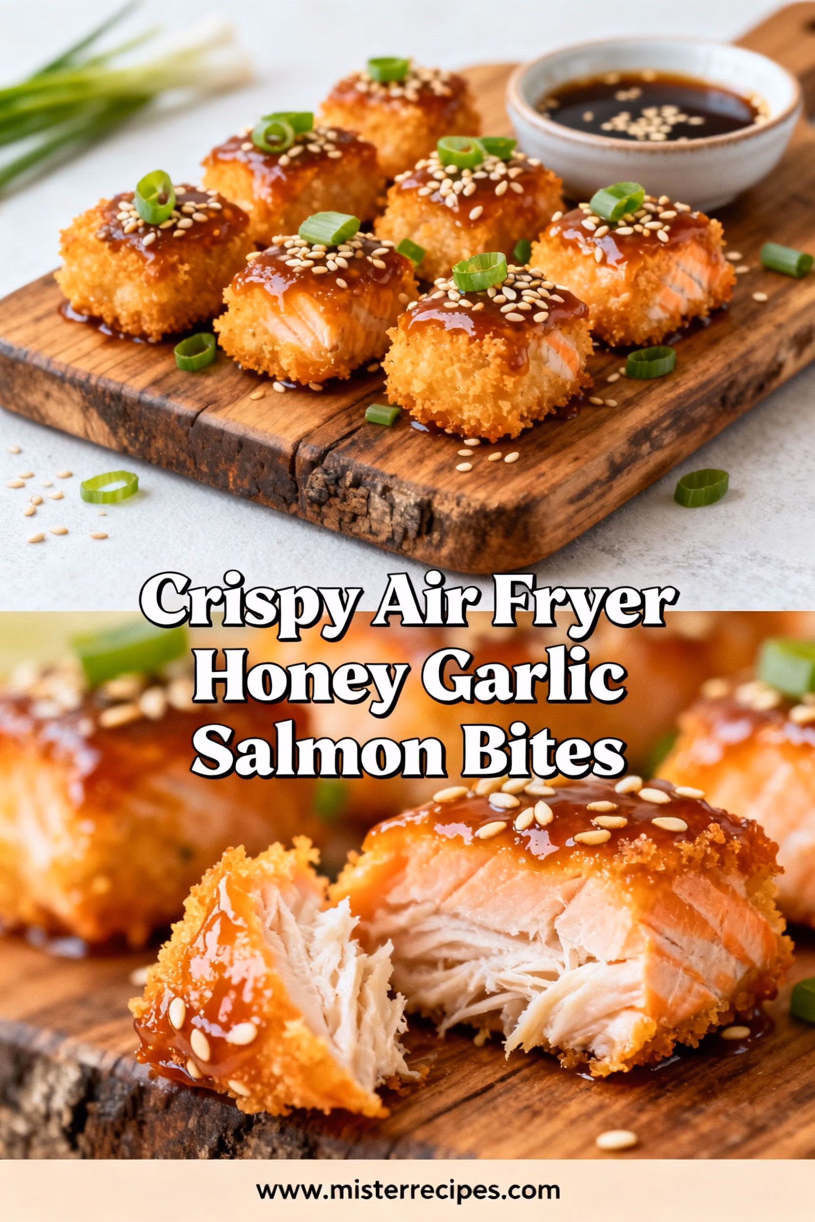 Crispy Air Fryer Honey Garlic Salmon Bites : Crispy Air Fryer Honey Garlic Salmon Bites Easy Quick Recipe