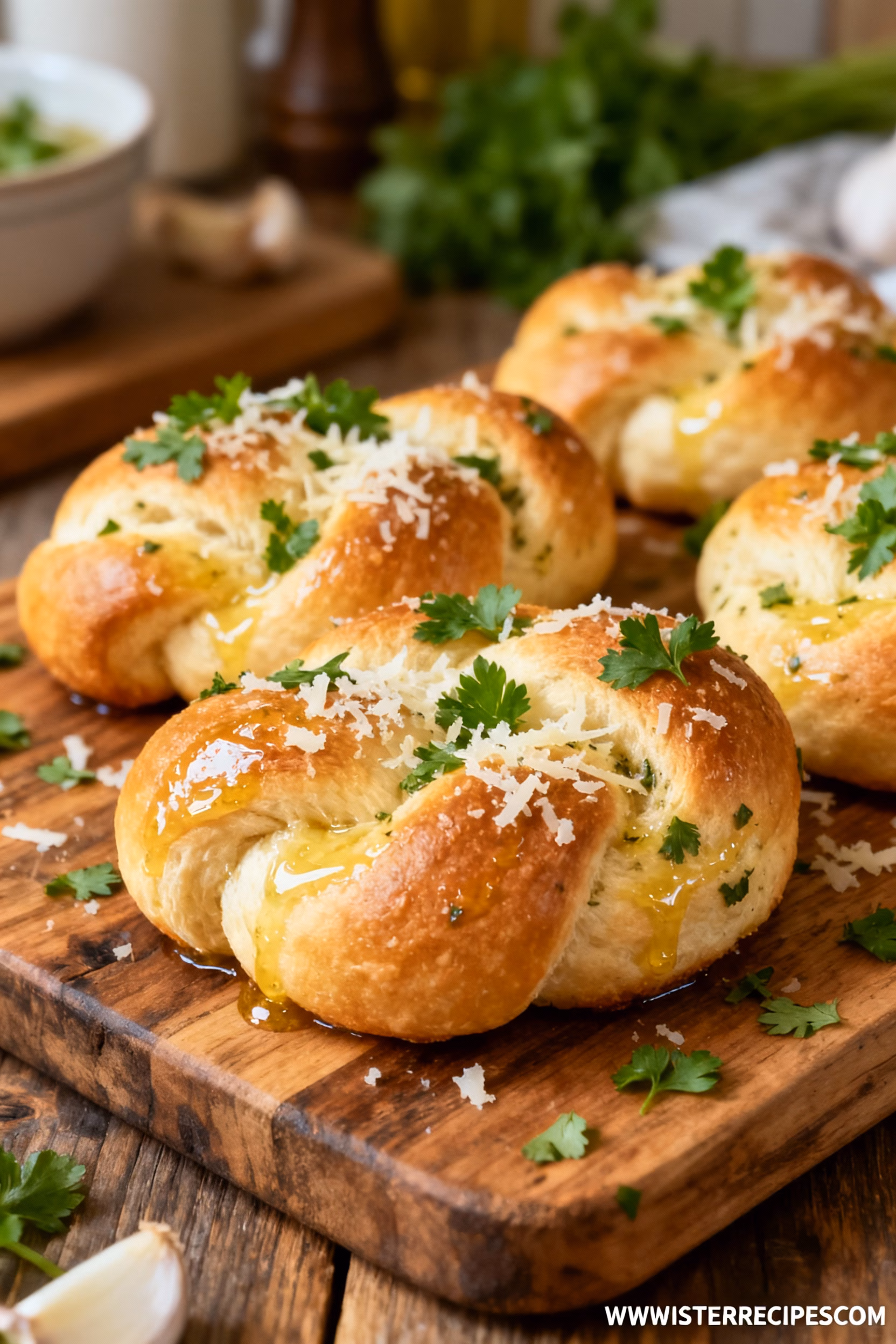 Garlic Knots with Parmesan Butter : Easy Garlic Knots with Creamy Parmesan Butter Recipe