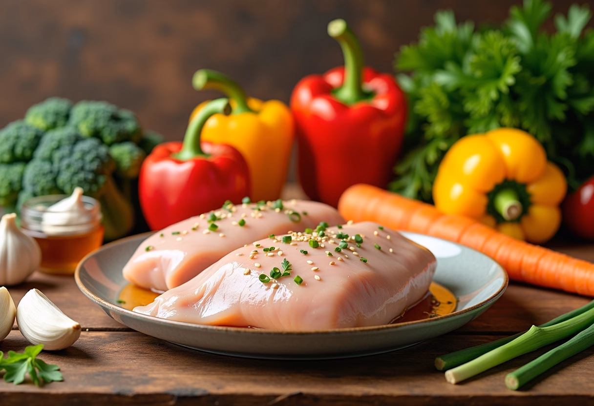 Step-by-step photos of making honey garlic chicken stir fry