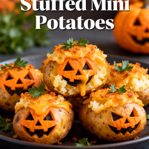 Easy Creamy Jack O Lantern Stuffed Mini Potatoes A Quick Halloween Recipe