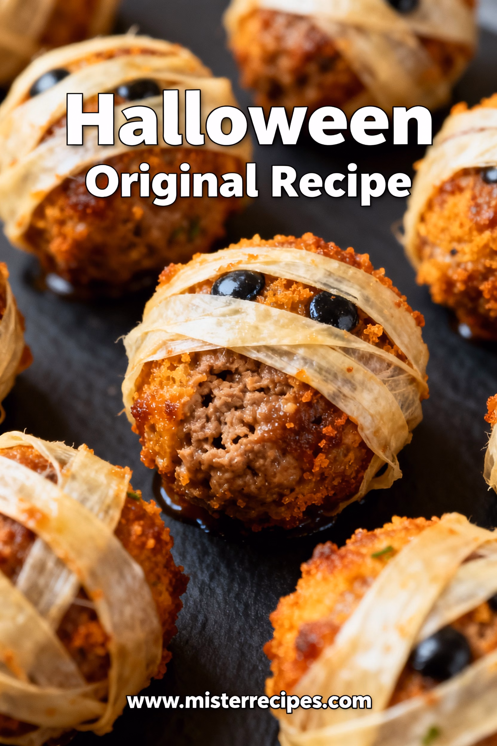 Easy Mini Mummy Meatballs the Perfect Halloween Appetizer