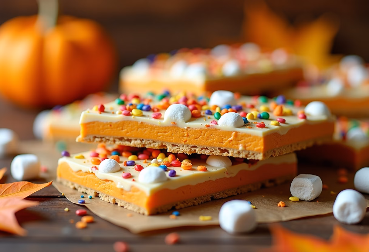 Step by step image of making pumpkin spice monster bark