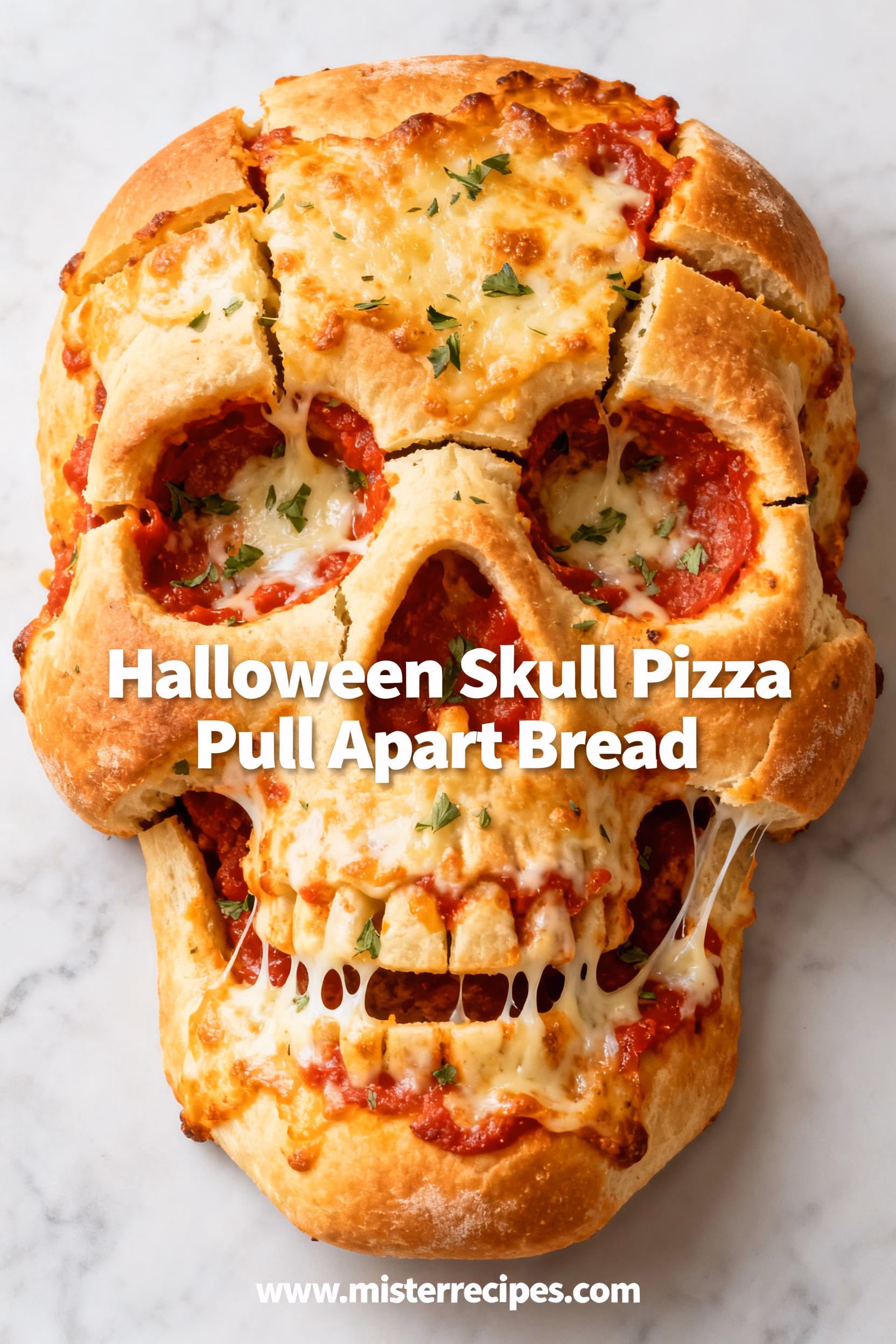 Skull Pizza Pull Apart Bread Easy Halloween Recipe