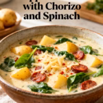 Spicy Crockpot Zuppa Toscana with Chorizo and Spinach : Spicy Crockpot Zuppa Toscana with Chorizo and Spinach Easy Creamy One Pot Recipe