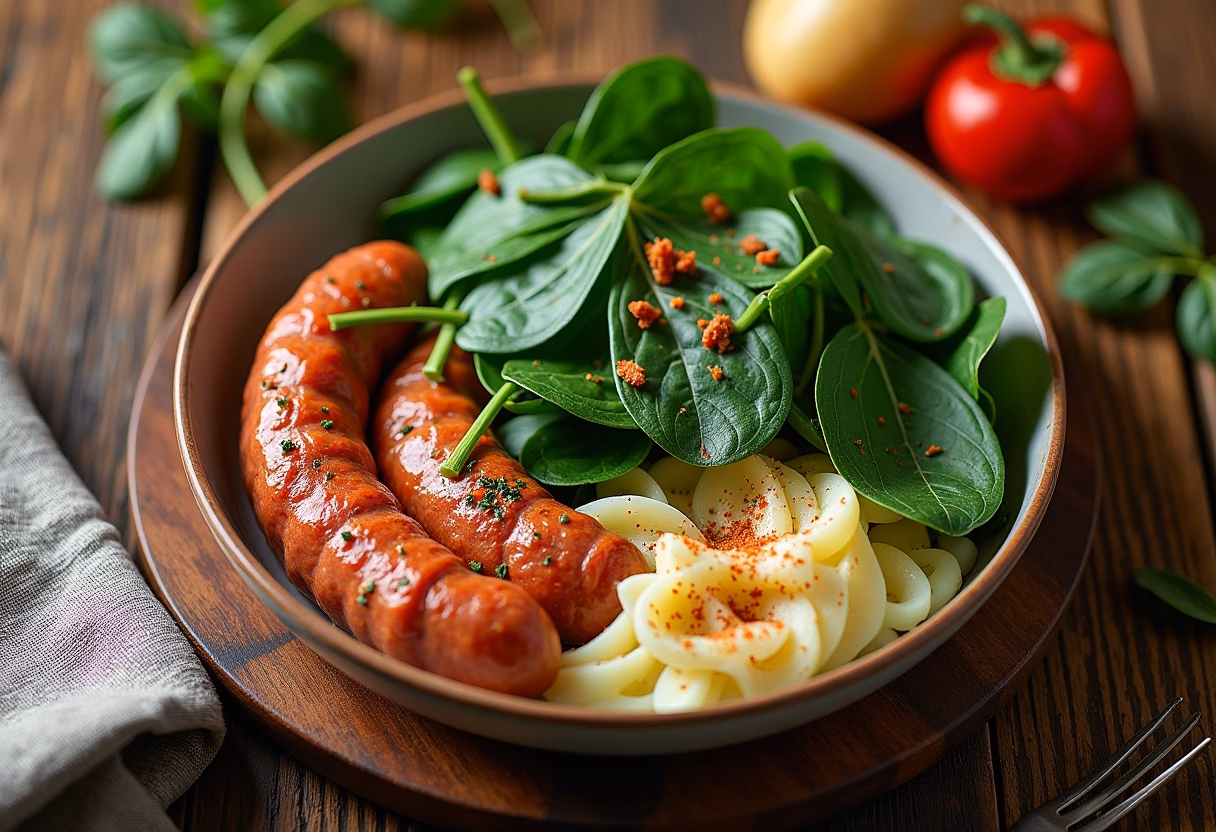 Spicy Crockpot Zuppa Toscana with Chorizo and Spinach simmering in a slow cooker