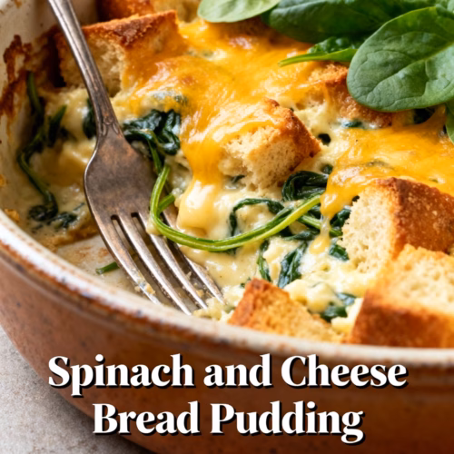 Spinach and Cheese Bread Pudding Creamy Easy Comfort Food Recipe