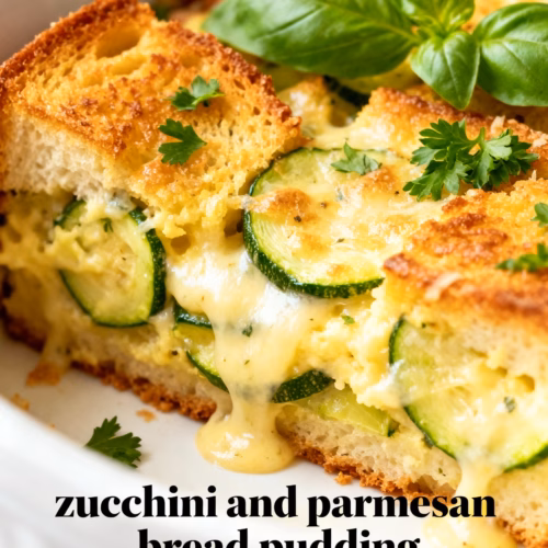 Easy Cheesy Zucchini and Parmesan Bread Pudding