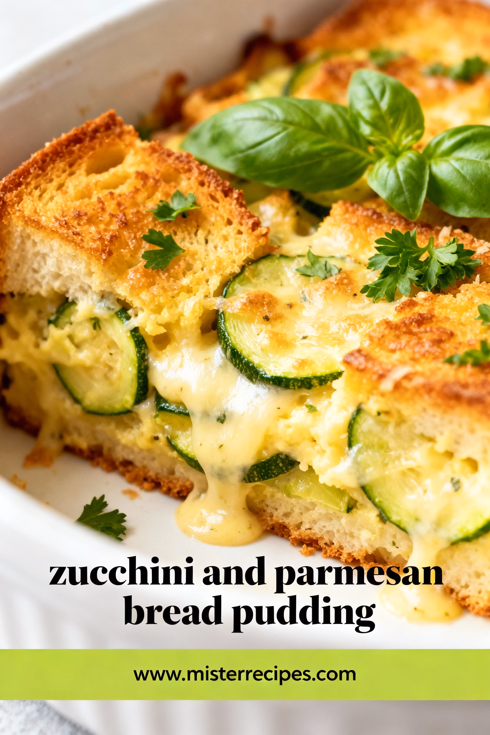 Easy Cheesy Zucchini and Parmesan Bread Pudding