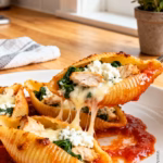 Chicken and Spinach Stuffed Shells : Easy Cheesy Chicken and Spinach Stuffed Shells Recipe