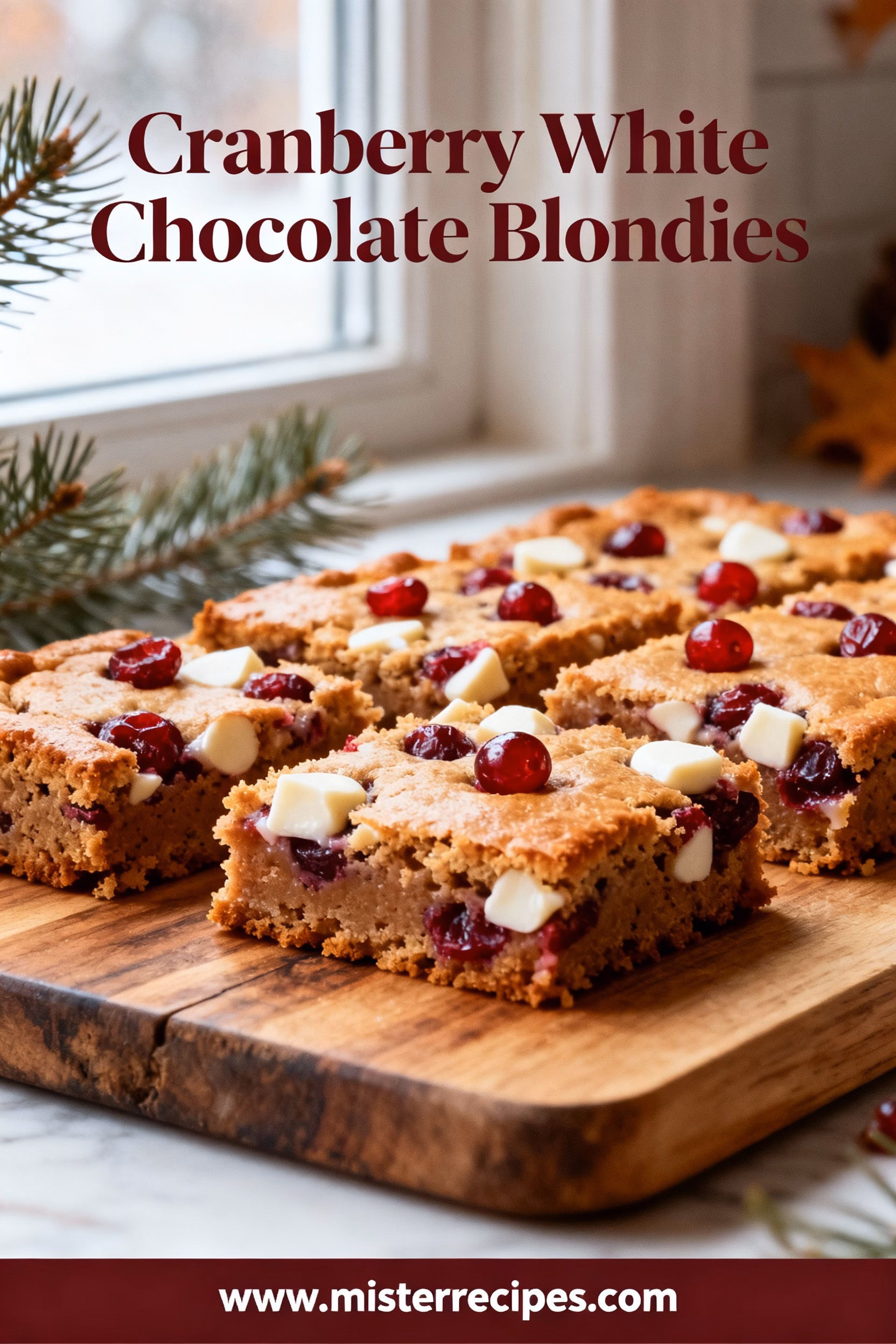 Cranberry White Chocolate Blondies : Irresistible Cranberry White Chocolate Blondies
