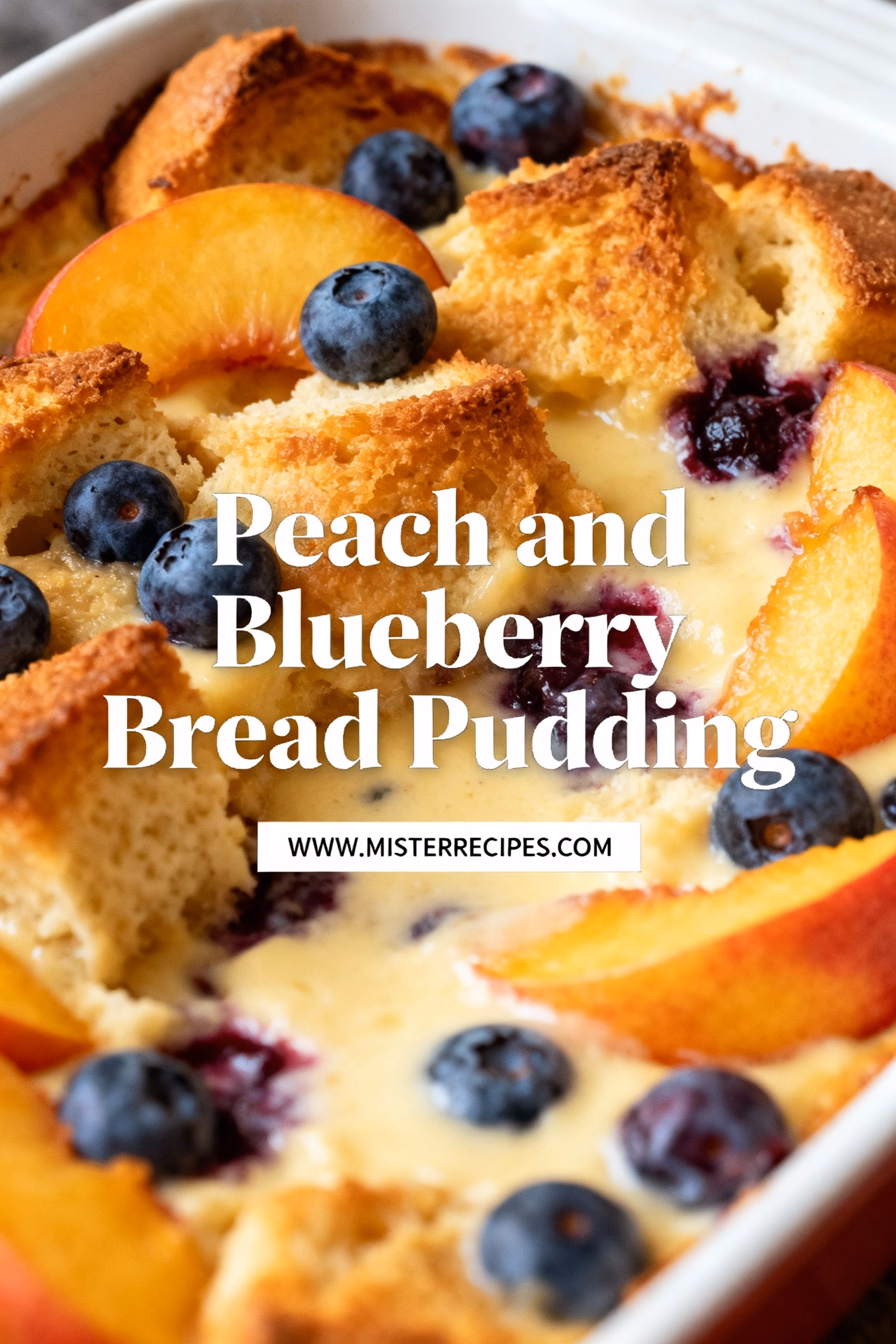Peach and Blueberry Bread Pudding : Peach Blueberry Bread Pudding You Will Devour