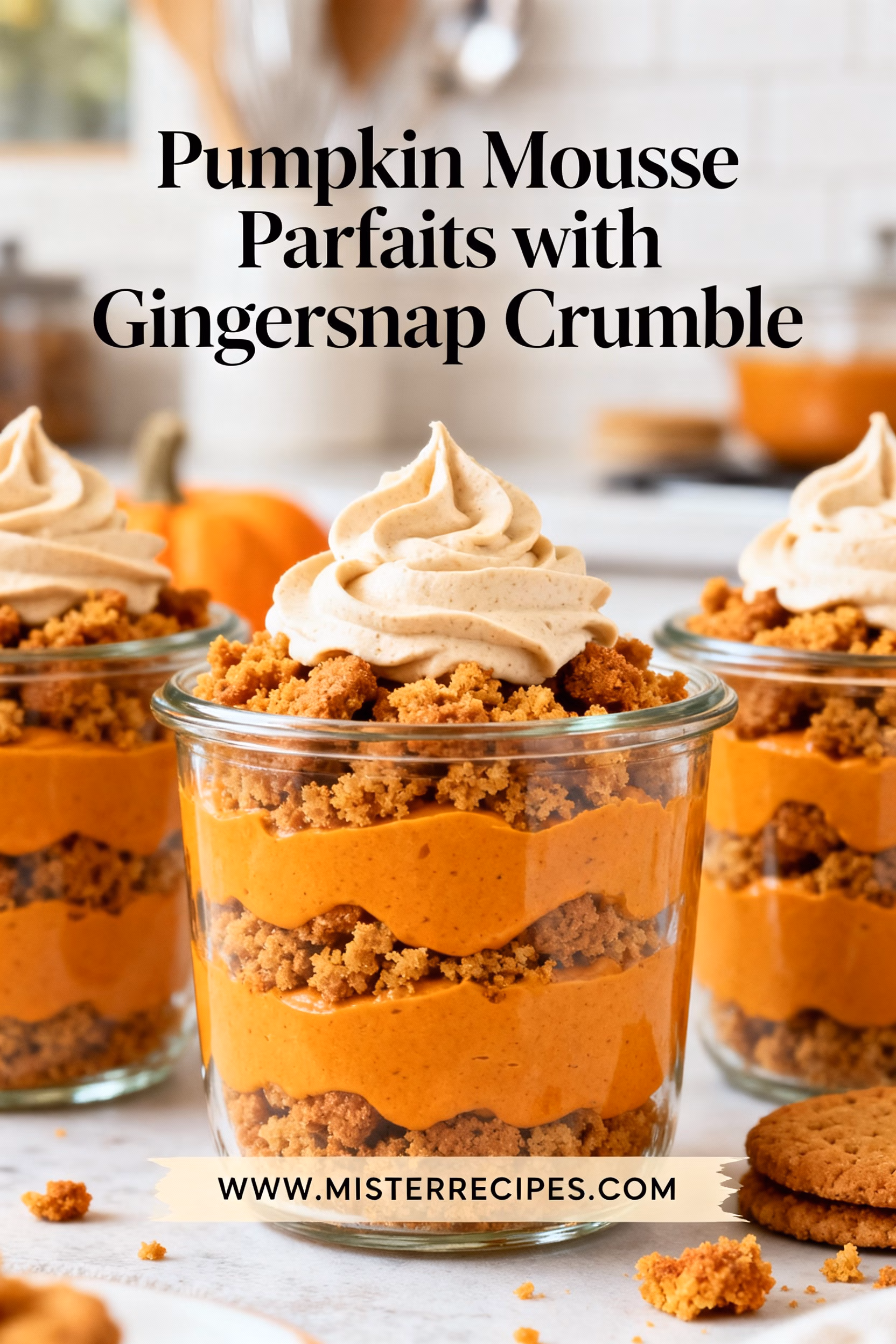 Pumpkin Mousse Parfaits with Gingersnap Crumble : Pumpkin Mousse Parfaits with Gingersnap a Crowd Pleaser