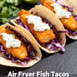 image of fresh cod fillets corn tortillas cabbage lime cilantro avocado Greek yogurt mayonnaise jalapeño garlic powder chili powder cumin onion red cabbage