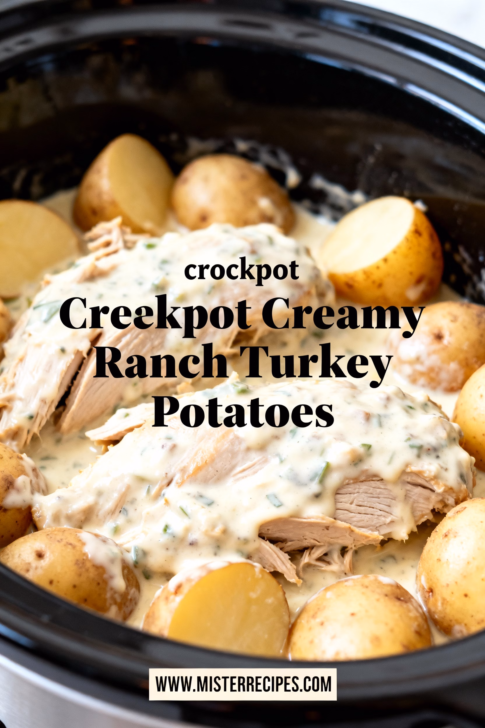 image of realistic top down mise en place shot showing the fresh ingredients arranged on a white marble kitchen counter with healthy clear glass bowls and rustic brown wooden kitchen sets under soft diffuse daylight with a crockpot chicken breast potatoes ranch seasoning cream of chicken soup chicken broth and fresh parsley
