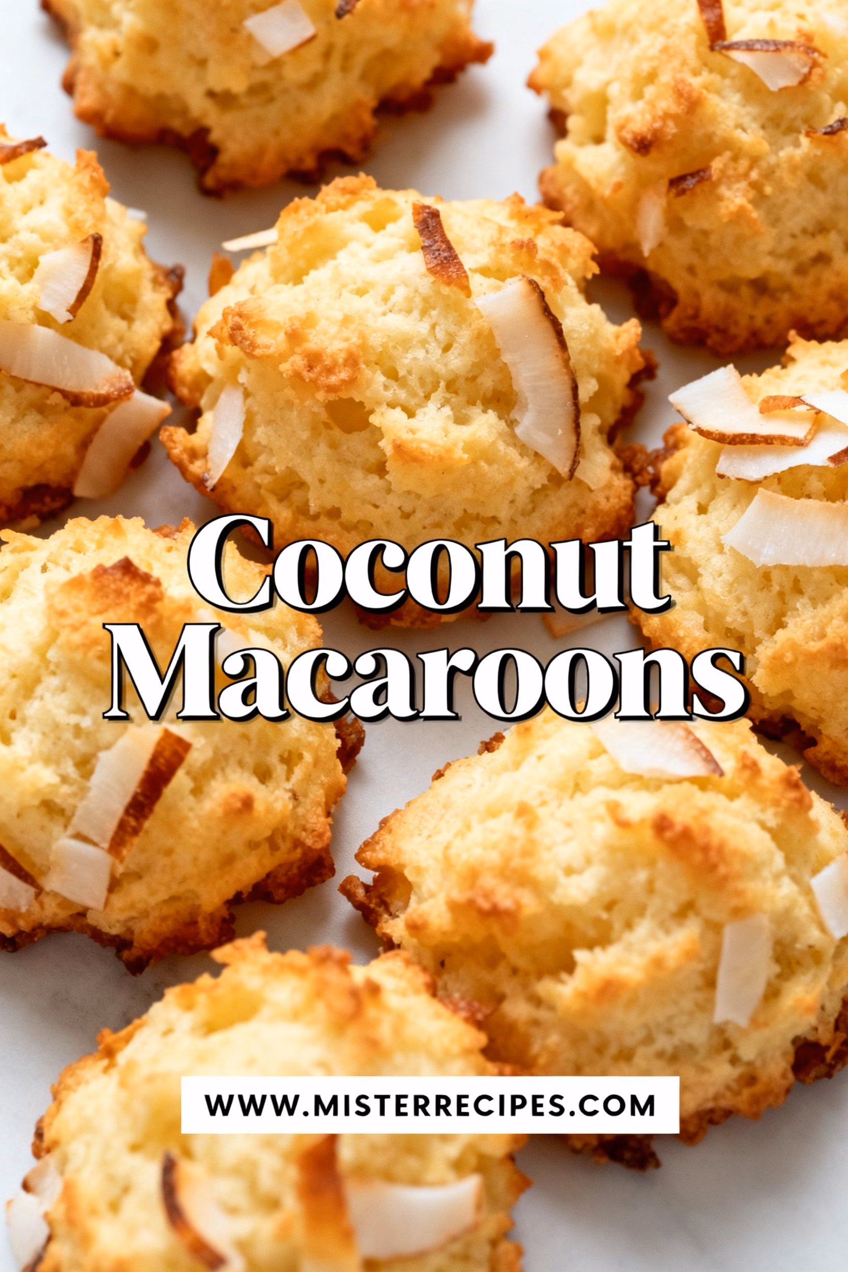 ingredients image of A realistic and creative flat lay image of all the ingredients for Coconut Macaroons including shredded unsweetened coconut sweetened condensed milk egg whites vanilla extract salt and optional chocolate for dipping arranged artfully on a rustic wooden surface with soft natural lighting
