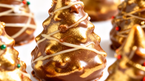 image of fresh butter melting chocolate vanilla extract little debbie christmas tree cakes cream cheese powdered sugar on a white marble kitchen counter with healthy clear glass bowls and rustic brown wooden kitchen sets under soft diffuse daylight