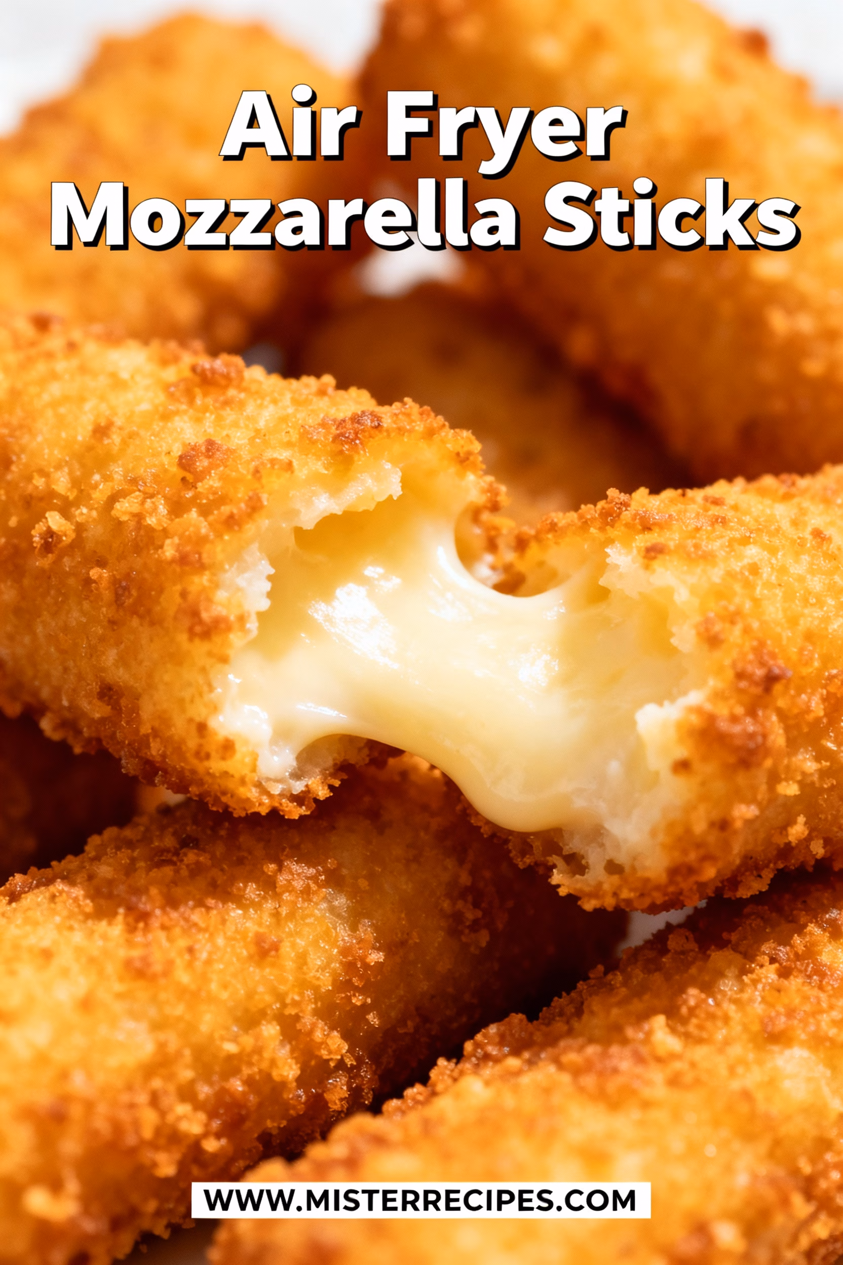 image of a top down mise en place shot showing fresh mozzarella sticks flour eggs breadcrumbs and marinara sauce arranged on a white marble kitchen counter with healthy clear glass bowls and rustic brown wooden kitchen sets under soft diffuse daylight