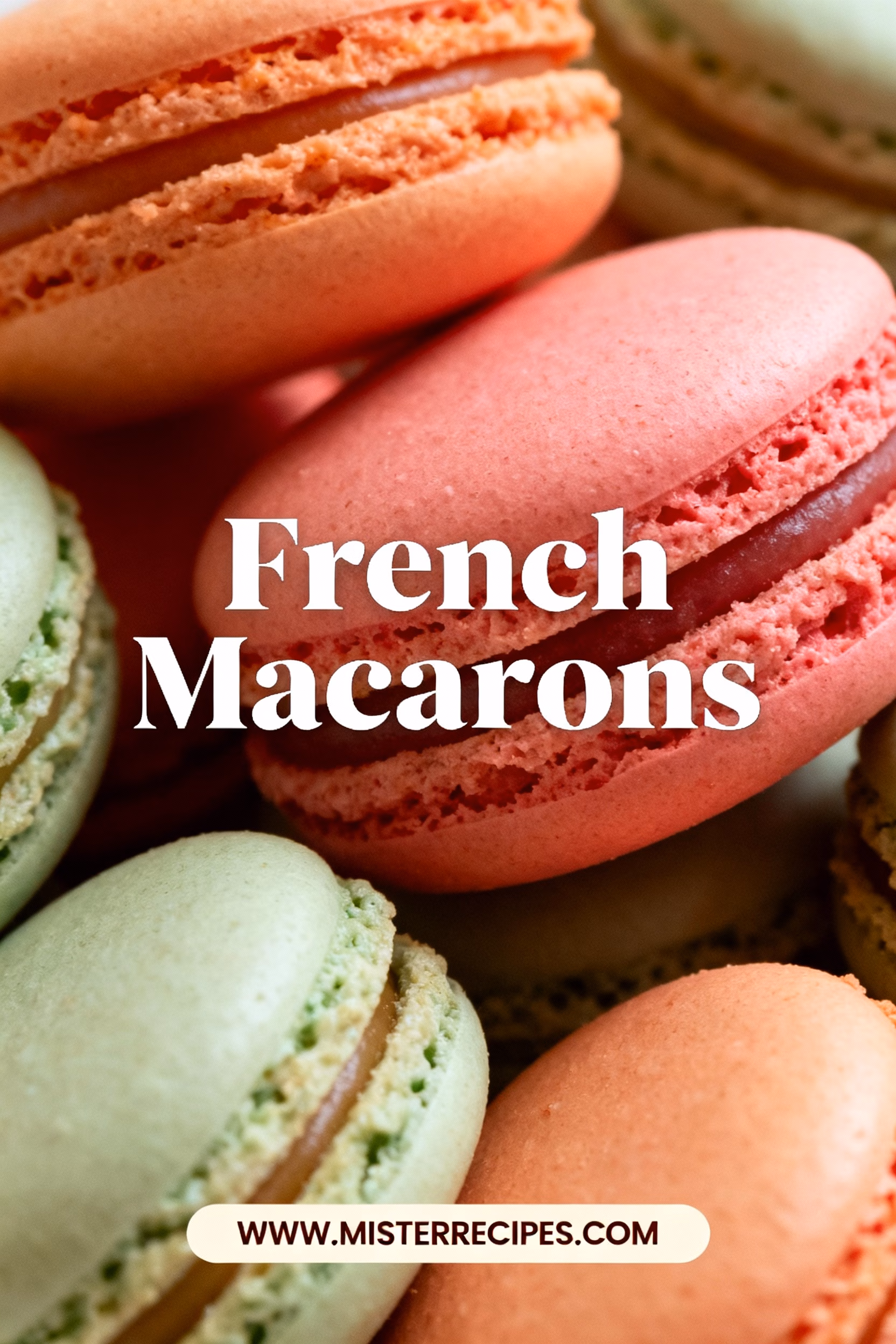 ingredients image of a flat lay photo from above of the ingredients for French Macarons including almond flour powdered sugar egg whites granulated sugar and food coloring arranged aesthetically on a light colored surface with natural light