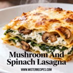 image of a realistic top down mise en place shot showing fresh ingredients like mushrooms spinach ricotta cheese tomato sauce pasta sheets and parmesan cheese arranged on a white marble kitchen counter with healthy clear glass bowls and rustic brown wooden kitchen sets under soft diffuse daylight