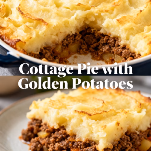 ingredients image of a realistic and creative image showing ingredients for cottage pie with ground beef golden potatoes onion carrots peas tomato paste beef or vegetable stock worcestershire sauce butter milk cheese herbs